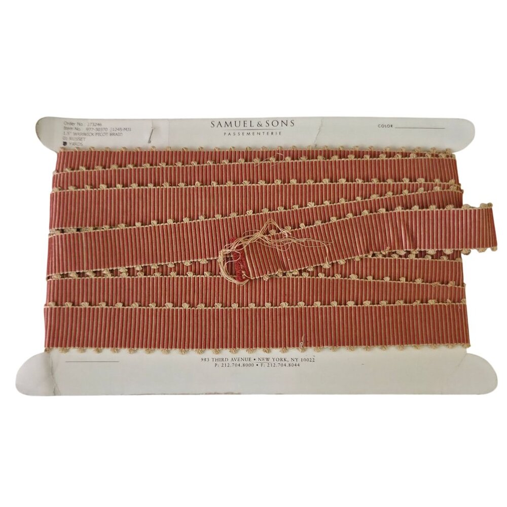 Discontinued Samuel & Sons 9 Yards 1.5" Russet Warwick Picot Braid Trim Designer